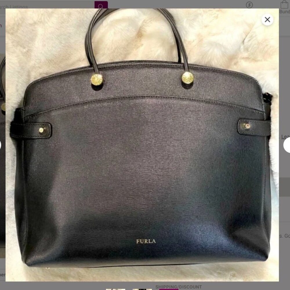 Furla Black Leather Tote EUC++